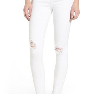 White distressed skinny jeans